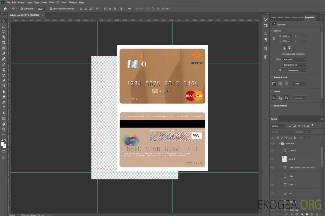 Carte master du Nigéria Access Bank Plc template